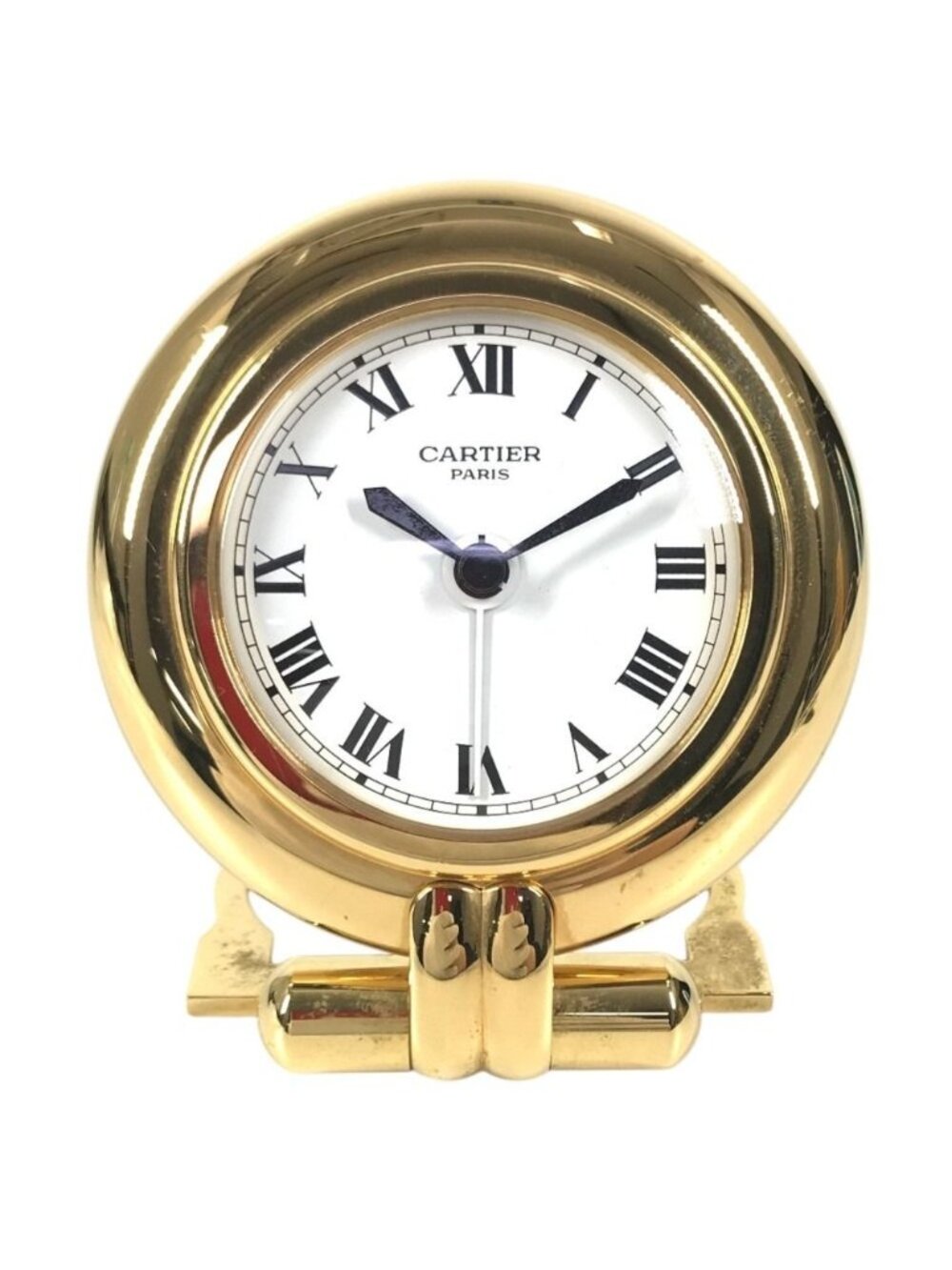 Cartier Table Clock Colisee Logo Watch Travel Gold Plated